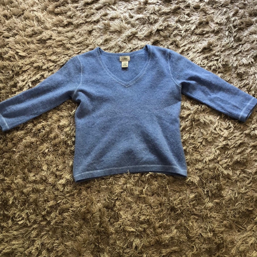 Blue LL. Bean 100% cashmere sweater